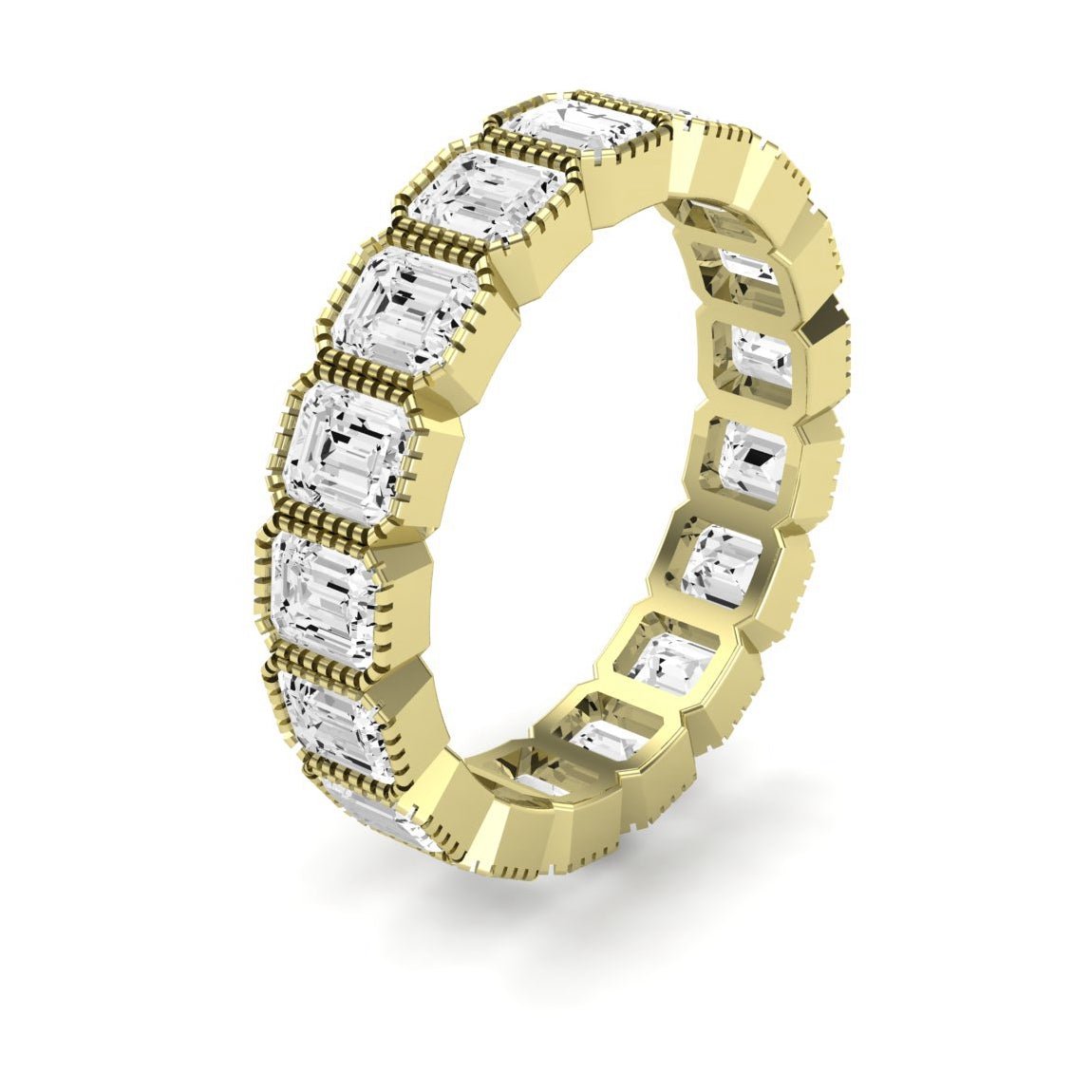 Terra Emerald Cut Moissanite Eternity Band yellowgold