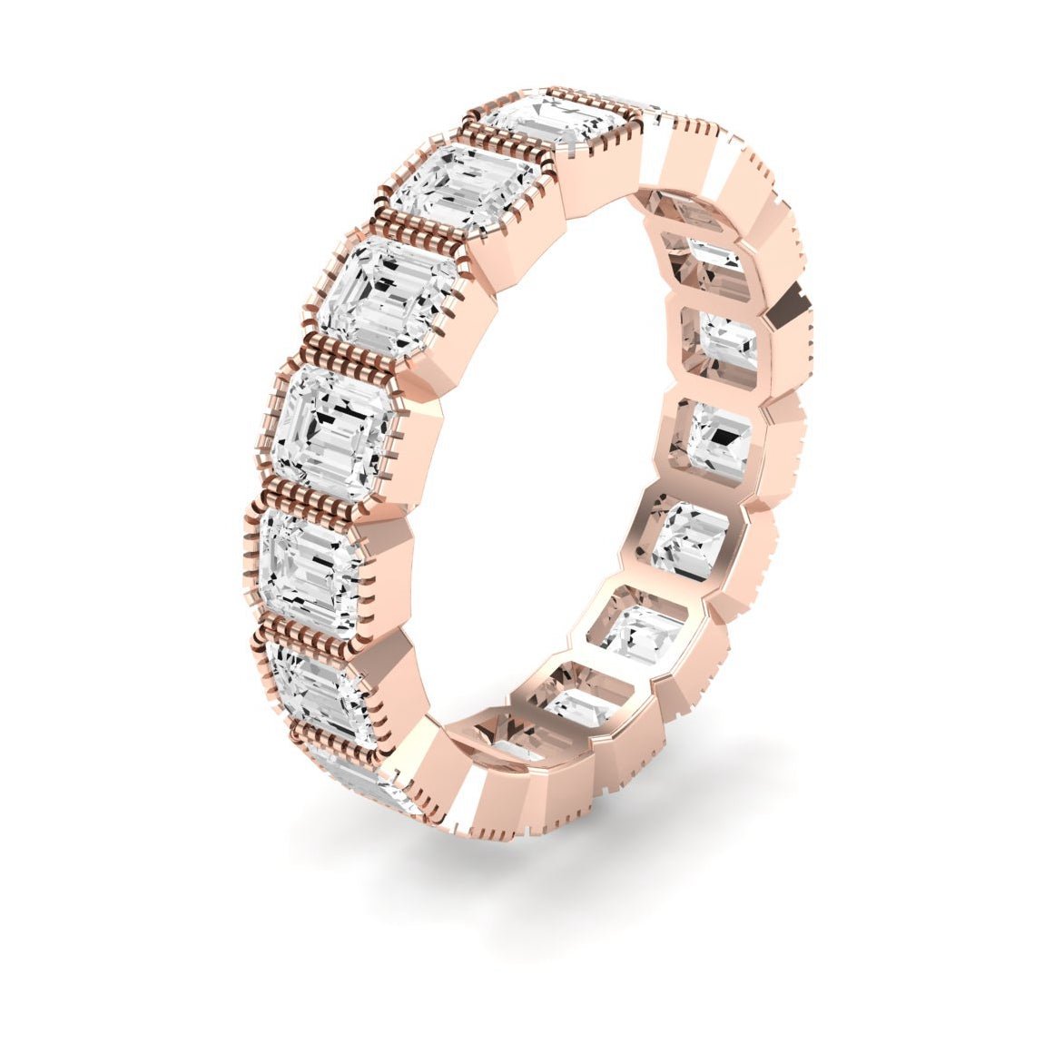 Terra Emerald Cut Moissanite Eternity Band rosegold