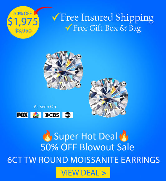6ct Total Weight Round Moissanite Earrings VVS2 DEF
