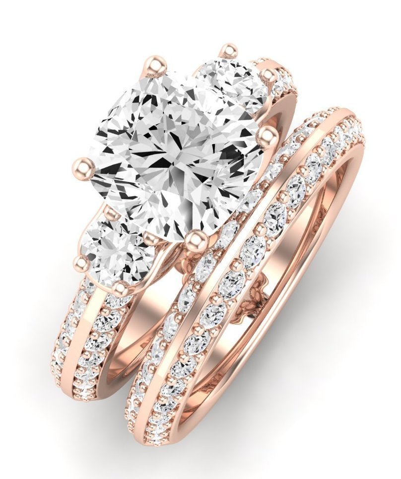 Thistle Diamond Matching Band Only (does Not Include Engagement Ring) For Ring With Cushion Center rosegold