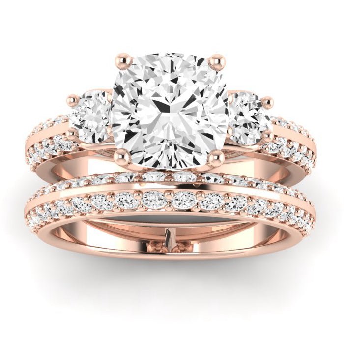 Thistle Diamond Matching Band Only (does Not Include Engagement Ring) For Ring With Cushion Center rosegold