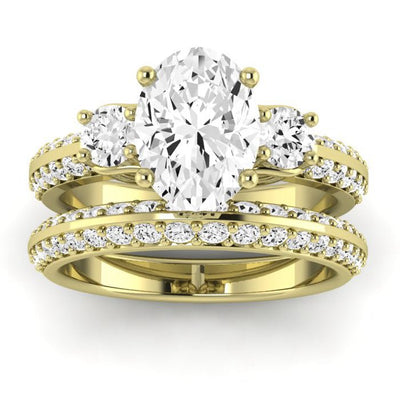 Thistle Diamond Matching Band Only ( Engagement Ring Not Included) For Ring With Oval Center yellowgold