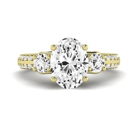 Thistle Diamond Matching Band Only ( Engagement Ring Not Included) For Ring With Oval Center yellowgold