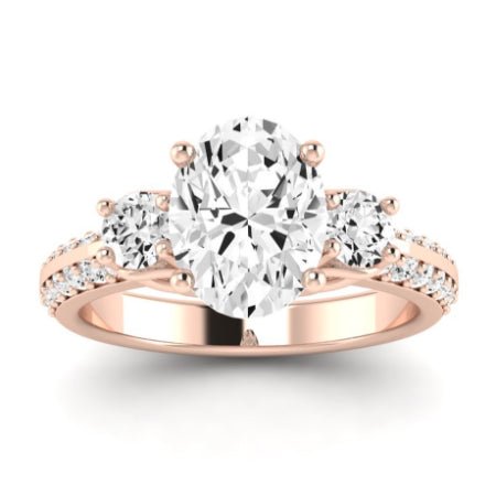 Thistle Diamond Matching Band Only ( Engagement Ring Not Included) For Ring With Oval Center rosegold