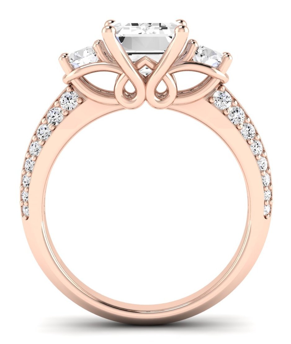 Thistle Emerald Diamond Engagement Ring (Lab Grown Igi Cert) rosegold