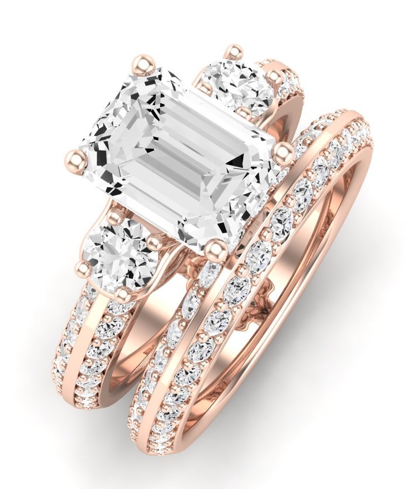 Thistle Emerald Moissanite Bridal Set rosegold