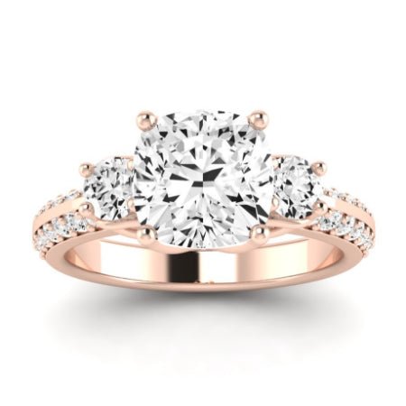 Thistle Moissanite Matching Band Only (does Not Include Engagement Ring) For Ring With Cushion Center rosegold