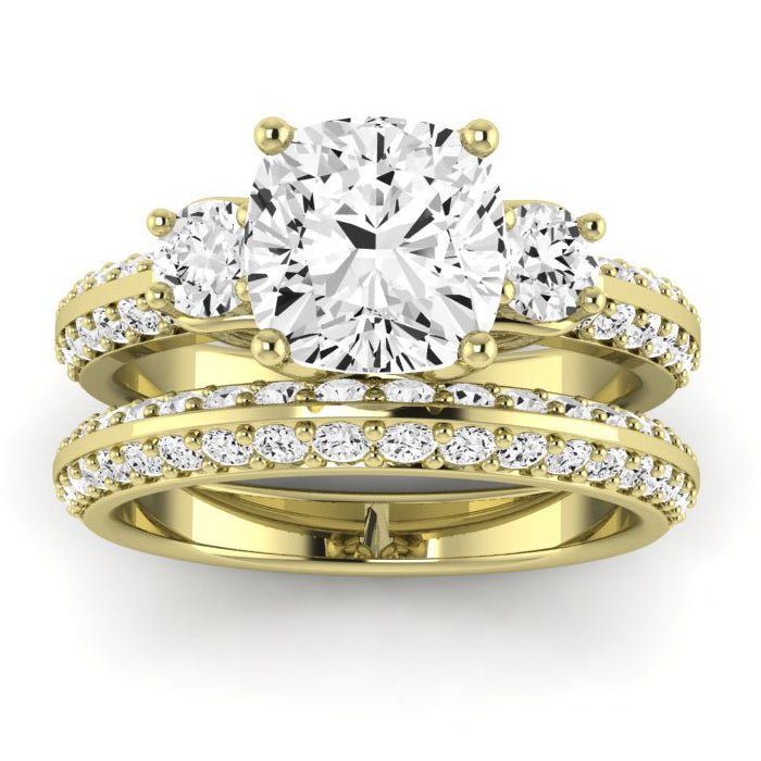 Thistle Moissanite Matching Band Only (does Not Include Engagement Ring) For Ring With Cushion Center yellowgold