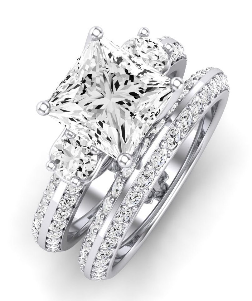 Thistle Moissanite Matching Band Only (does Not Include Engagement Ring) For Ring With Princess Center whitegold