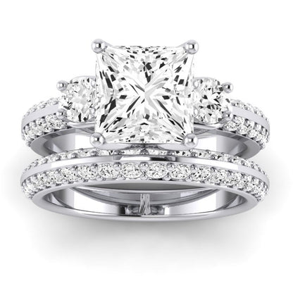 Thistle Moissanite Matching Band Only (does Not Include Engagement Ring) For Ring With Princess Center whitegold