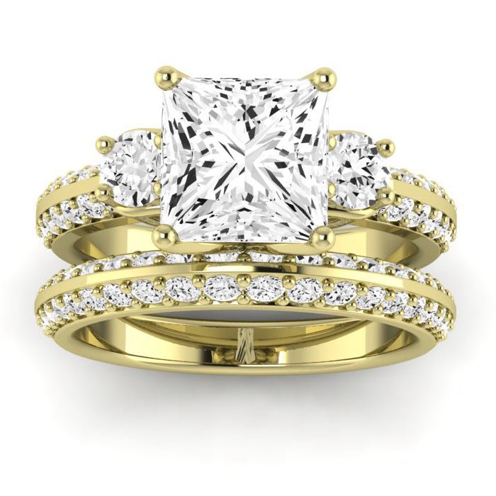 Thistle Moissanite Matching Band Only (does Not Include Engagement Ring) For Ring With Princess Center yellowgold