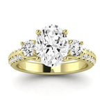 Thistle Moissanite Matching Band Only ( Engagement Ring Not Included) For Ring With Oval Center yellowgold
