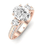 Thistle Moissanite Matching Band Only ( Engagement Ring Not Included) For Ring With Oval Center rosegold