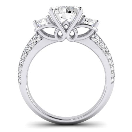 Thistle Moissanite Matching Band Only (does Not Include Engagement Ring) For Ring With Round Center whitegold