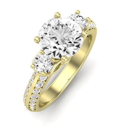 Thistle Moissanite Matching Band Only (does Not Include Engagement Ring) For Ring With Round Center yellowgold