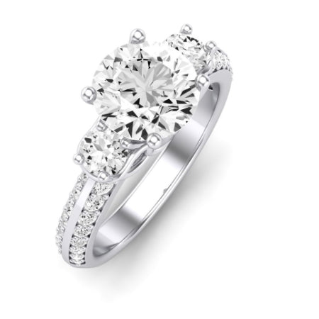 Thistle Moissanite Matching Band Only (does Not Include Engagement Ring) For Ring With Round Center whitegold