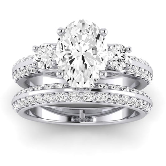 Thistle Oval Moissanite Bridal Set whitegold