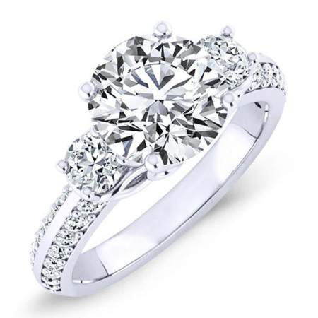 Thistle Round Moissanite Engagement Ring whitegold