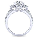 Thistle Round Moissanite Engagement Ring whitegold