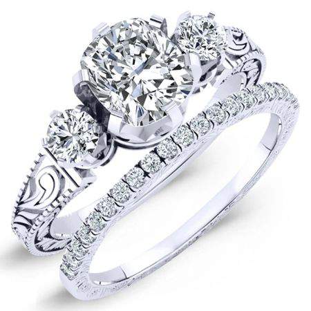 Tuberose Cushion Diamond Bridal Set (Lab Grown Igi Cert) whitegold