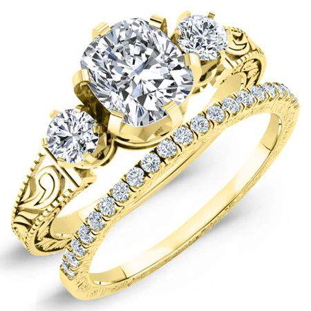 Tuberose Cushion Moissanite Bridal Set yellowgold