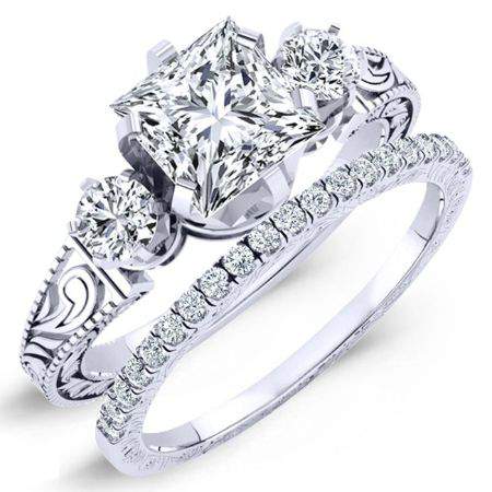 2.00 ct - Tuberose - GIA Natural Princess Diamond Bridal Set