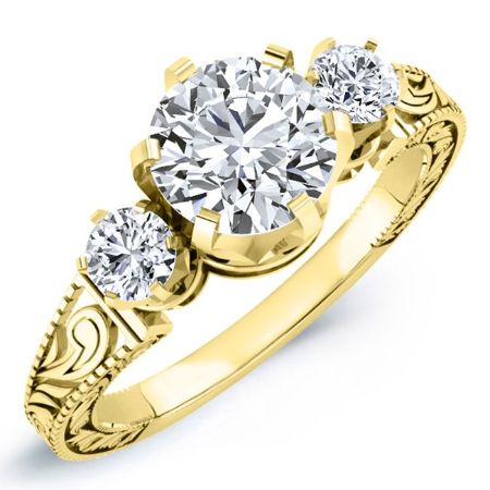 Tuberose Moissanite Matching Band Only (engagement Ring Not Included) For Ring With Round Center yellowgold