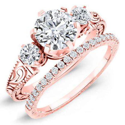 Tuberose Round Diamond Bridal Set (Lab Grown Igi Cert) rosegold