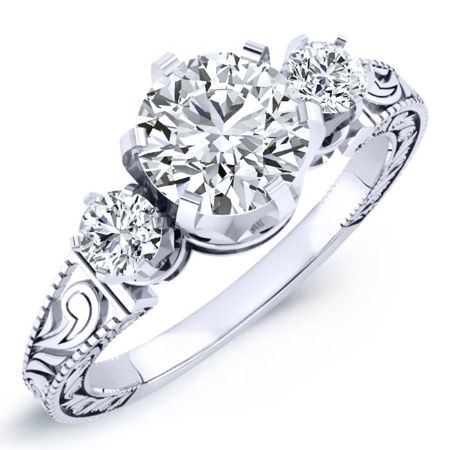 Tuberose Round Moissanite Bridal Set whitegold