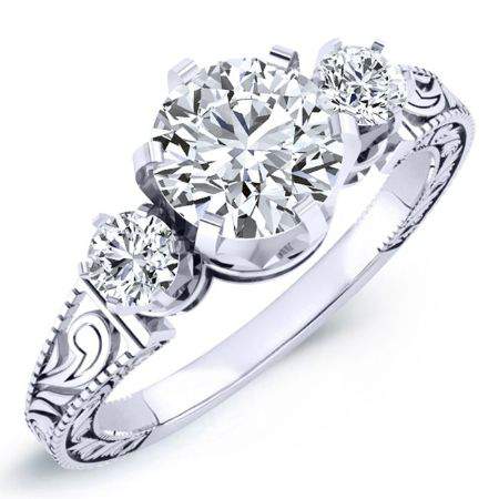 Tuberose Round Moissanite Engagement Ring whitegold