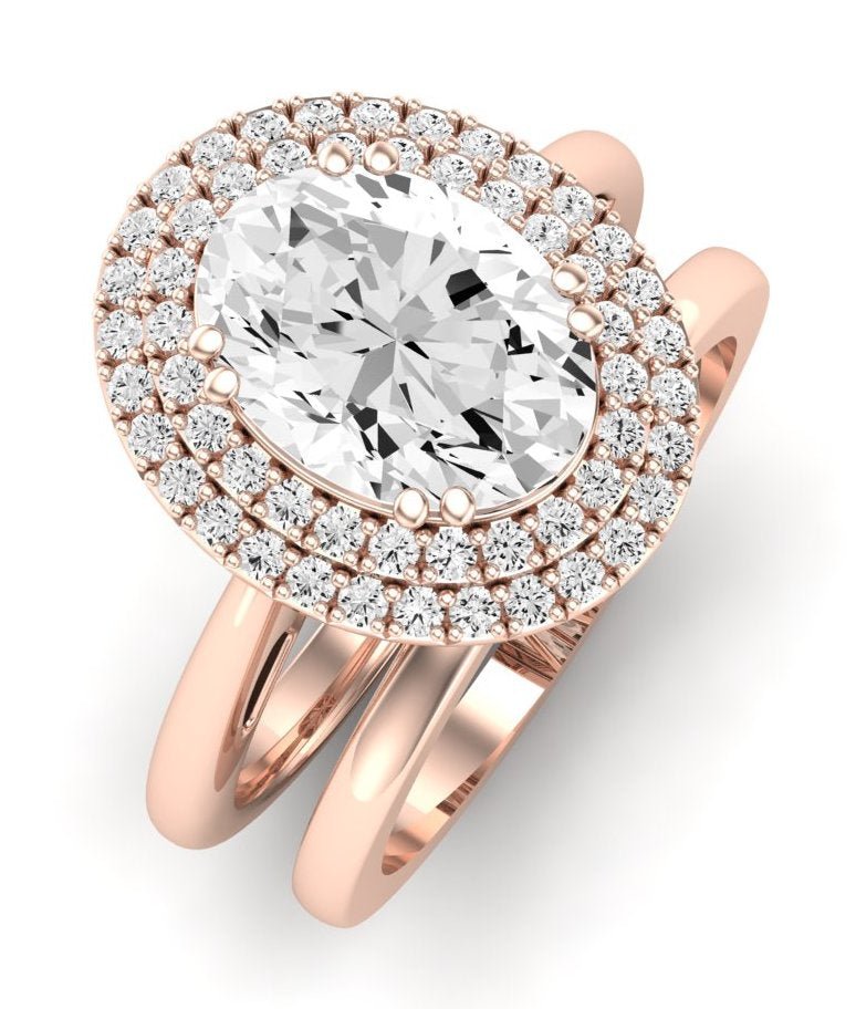 Tulip Diamond Matching Band Only ( Engagement Ring Not Included) For Ring With Oval Center rosegold