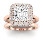 Tulip Diamond Matching Band Only (does Not Include Engagement Ring) For Ring With Princess Center rosegold