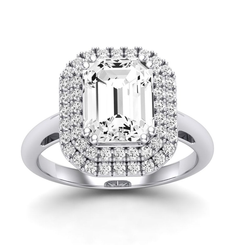 3.00 ct - Tulip - Emerald Moissanite Engagement Ring