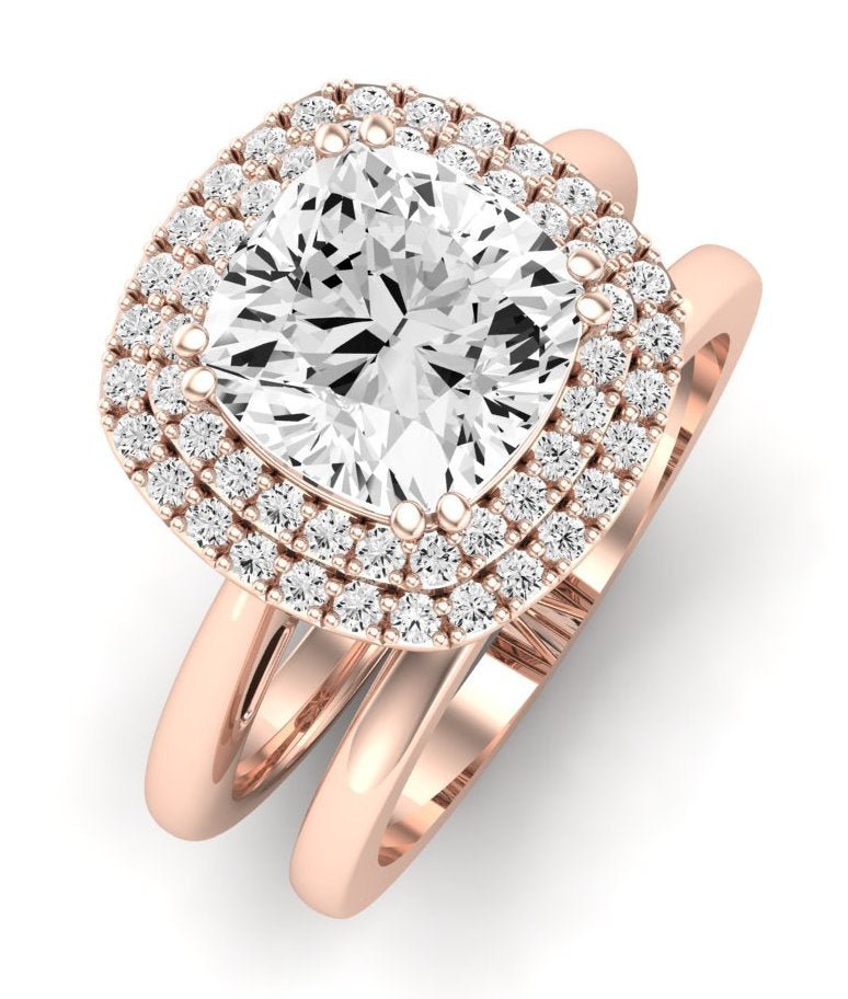 Tulip Moissanite Matching Band Only ( Engagement Ring Not Included) For Ring With Cushion Center rosegold