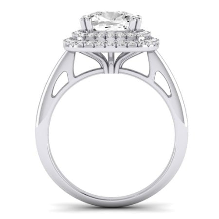 Tulip Moissanite Matching Band Only ( Engagement Ring Not Included) For Ring With Cushion Center whitegold