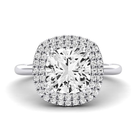 Tulip Moissanite Matching Band Only ( Engagement Ring Not Included) For Ring With Cushion Center whitegold