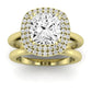 Tulip Moissanite Matching Band Only ( Engagement Ring Not Included) For Ring With Cushion Center yellowgold