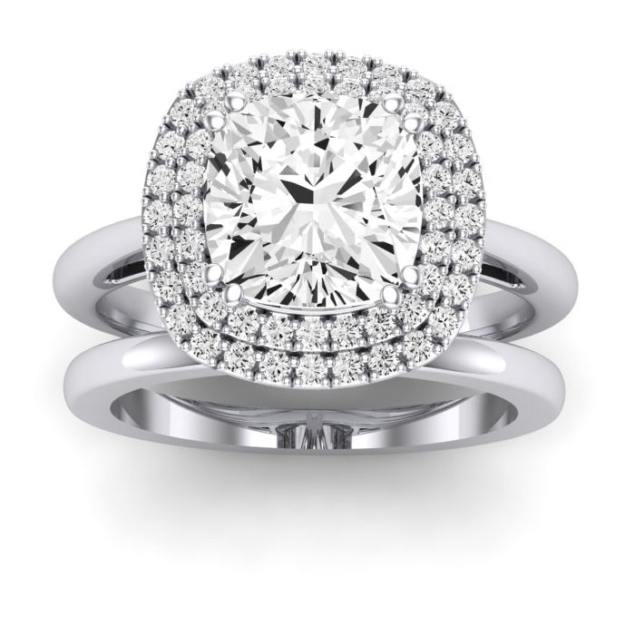 Tulip Moissanite Matching Band Only ( Engagement Ring Not Included) For Ring With Cushion Center whitegold