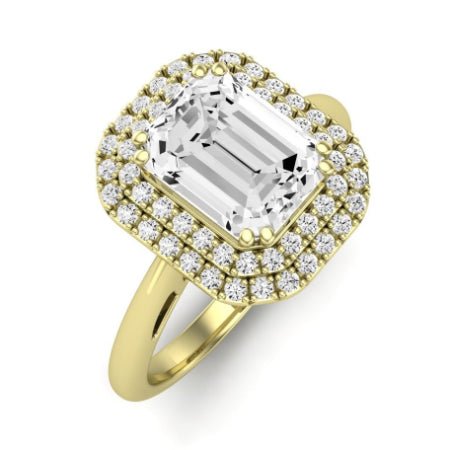 Tulip Moissanite Matching Band Only ( Engagement Ring Not Included) For Ring With Emerald Center yellowgold