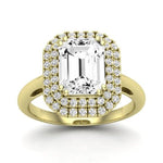 Tulip Moissanite Matching Band Only ( Engagement Ring Not Included) For Ring With Emerald Center yellowgold