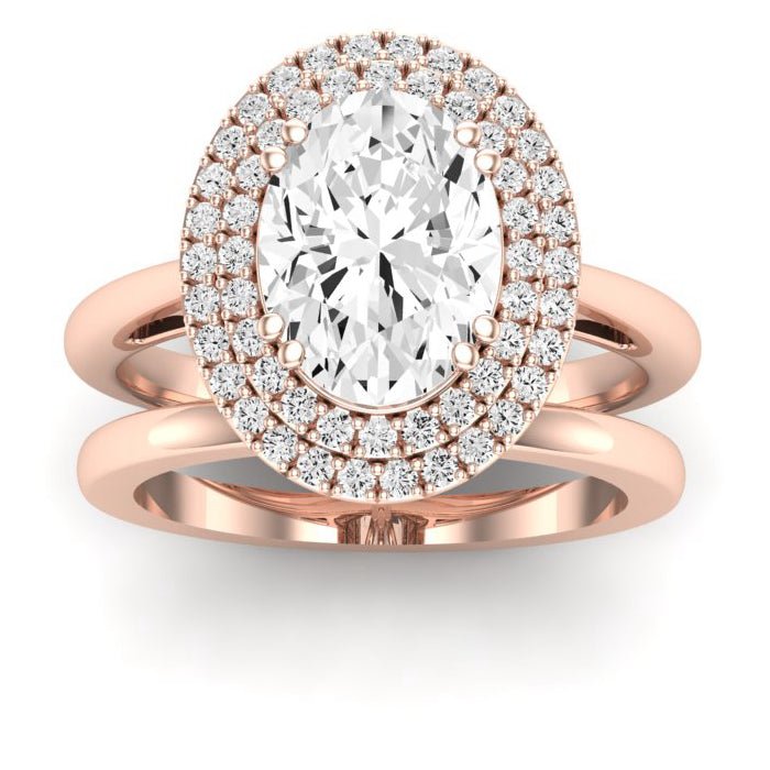 Tulip Diamond Matching Band Only ( Engagement Ring Not Included) For Ring With Oval Center rosegold