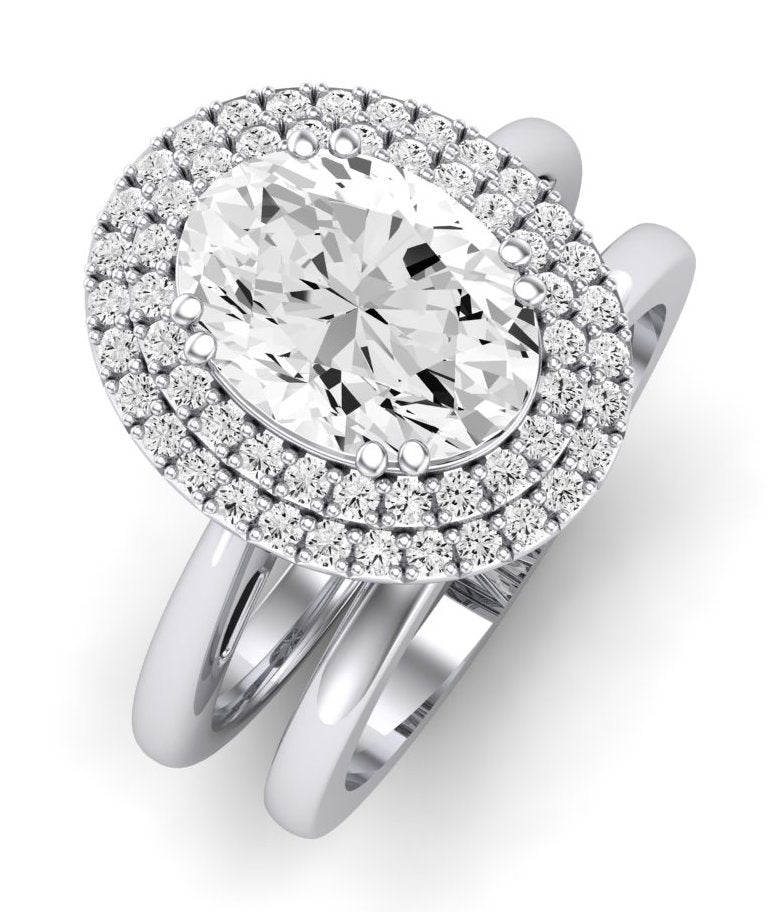 Tulip Diamond Matching Band Only ( Engagement Ring Not Included) For Ring With Oval Center whitegold