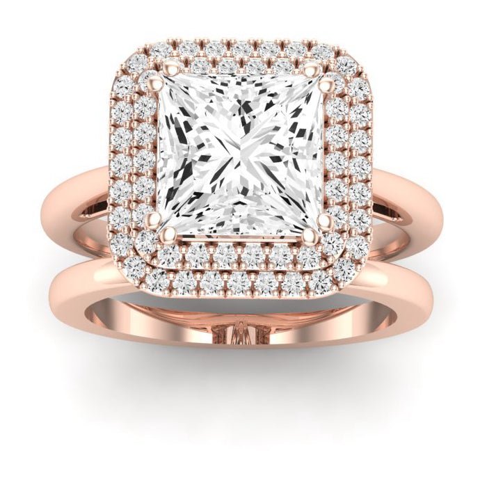 Tulip Moissanite Matching Band Only (does Not Include Engagement Ring) For Ring With Princess Center rosegold