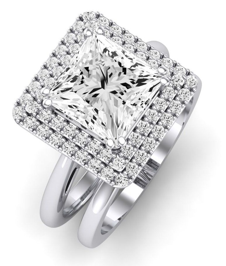 Tulip Moissanite Matching Band Only (does Not Include Engagement Ring) For Ring With Princess Center whitegold