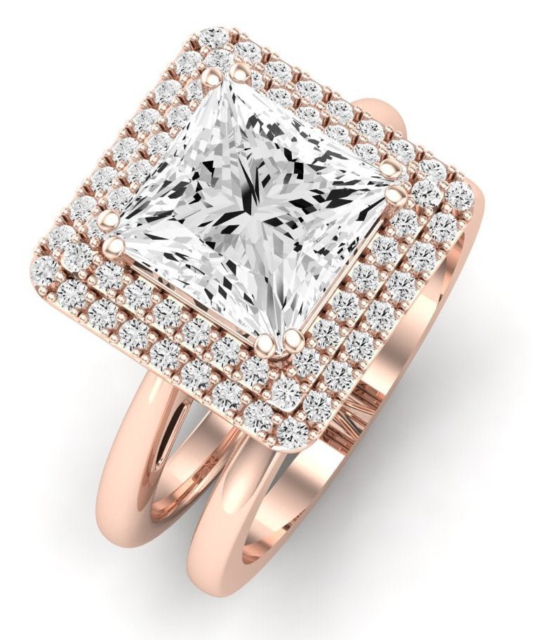 Tulip Moissanite Matching Band Only (does Not Include Engagement Ring) For Ring With Princess Center rosegold