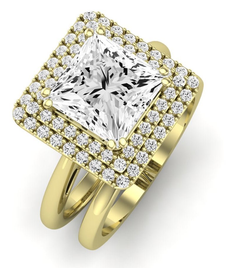 Tulip Moissanite Matching Band Only (does Not Include Engagement Ring) For Ring With Princess Center yellowgold