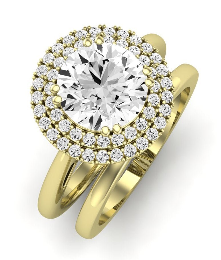 Tulip Moissanite Matching Band Only (does Not Include Engagement Ring) For Ring With Round Center yellowgold