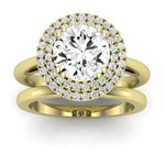 Tulip Moissanite Matching Band Only (does Not Include Engagement Ring) For Ring With Round Center yellowgold