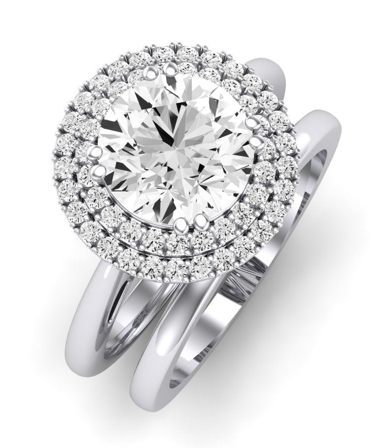 Tulip Diamond Matching Band Only (does Not Include Engagement Ring) For Ring With Round Center whitegold