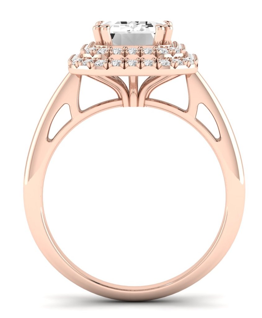 Tulip Emerald Diamond Engagement Ring (Lab Grown Igi Cert) rosegold